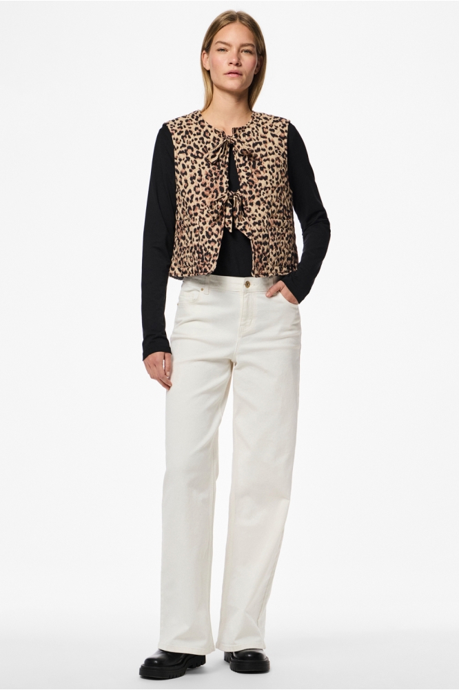 PCSARIA SHORT VEST 17156069 TANNIN/LEOPARD